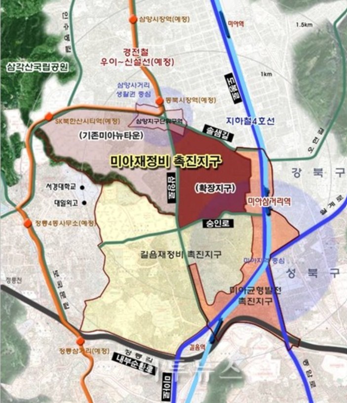 미아재정비촉진지구 안내도